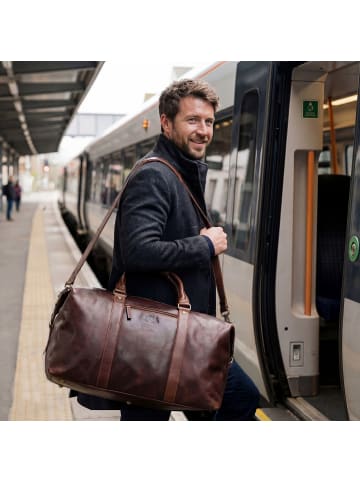 SID & VAIN Leder-Reisetasche echt Leder Weekender groß | Ledertasche braun ZANE in braun