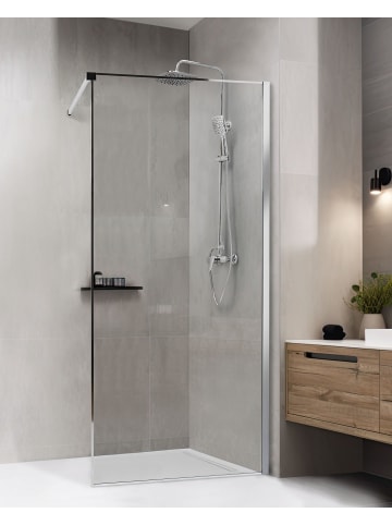 Beliani Duschwand WASPAM in Transparent/Silber - (W) 90 x (H) 190 x (L) 90 cm