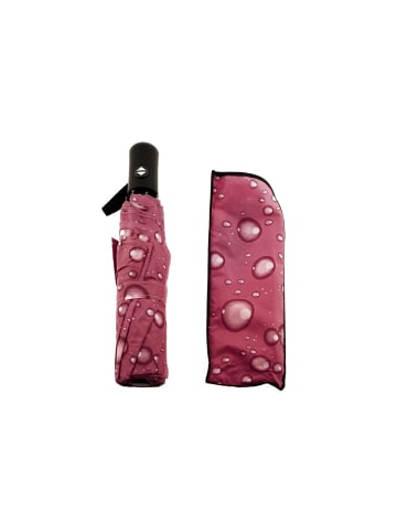 COFI 1453 Stilvoller Taschenschirm mit Schutzhülle und Regentropfendesign in Pink