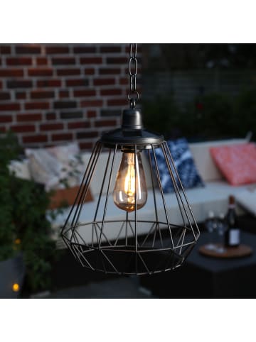 MARELIDA LED Solar Hängeleuchte Hängelampe eckig für Terrasse H: 27cm in schwarz