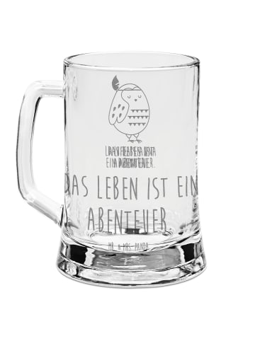 Mr. & Mrs. Panda Bierkrug Eule Federschmuck mit Spruch in Transparent