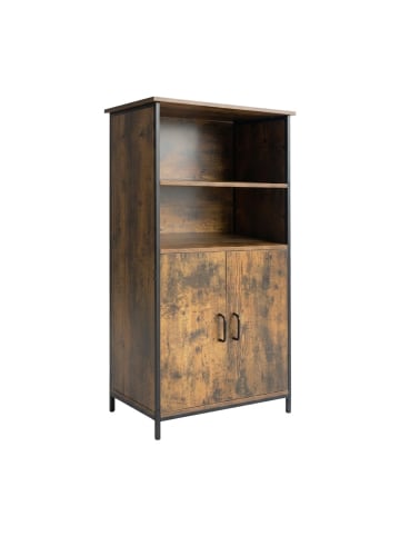 relaxdays Küchenschrank in Braun/ Schwarz- (B)60 x (H)124,5 x (T)30 cm