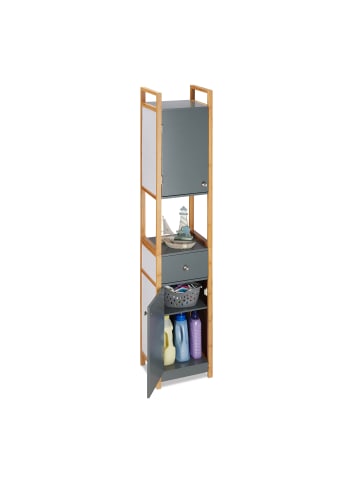 relaxdays Hochschrank in Grau - (B)31,5 x (H)165 x (T)29 cm