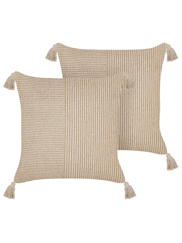 Beliani 2er-Set Dekokissen ARALIA in Beige