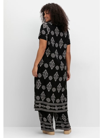 sheego by Joe Browns Longbluse in schwarz-gemustert