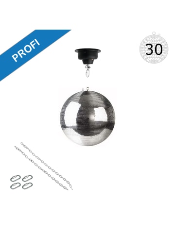 SATISFIRE Spiegelkugel 30cm mit Motor in silber