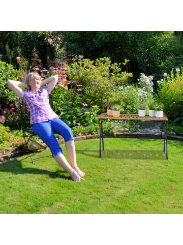 relaxdays Gartentisch in Natur/Schwarz - (B)98 x (H)58 x (T)47 cm
