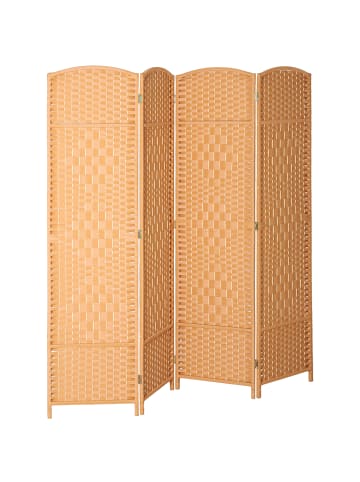 HOMCOM Paravent-180L x 1,7B x 180H cm-Naturholz
