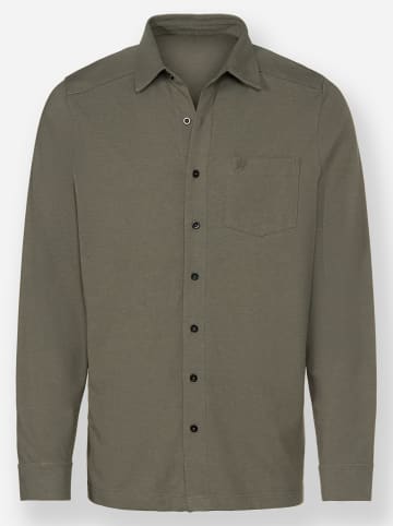 WITT WEIDEN Langarmhemd in khaki-meliert
