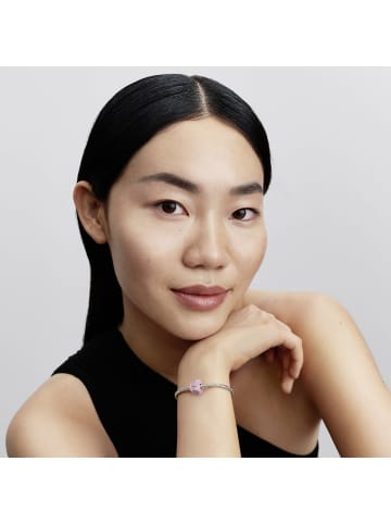 Pandora Silber Charm Rosafarbener Muranoglas Liebeswürfel