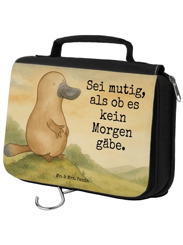 Mr. & Mrs. Panda Kulturtasche Schnabeltier Mut Design mit Spruch in Weiß