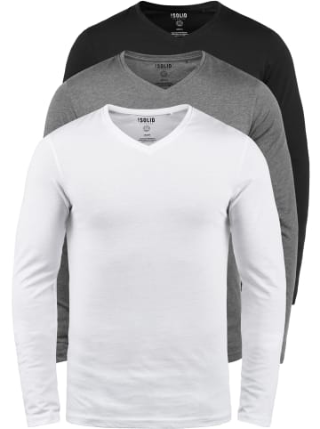 !SOLID Langarmshirt SDBasil in Weiß/Grau/Schwarz