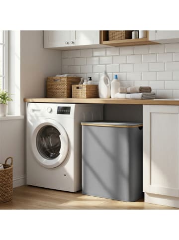 SONGMICS Wäschebox Roxanne in Grau - (B)38.5 x (H)70.5 x (T)60 cm