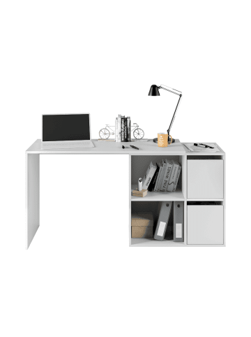 CALICOSY Eckschreibtisch VALEN in Weiß - (W) 77  x (H) 74  x (L) 120  cm