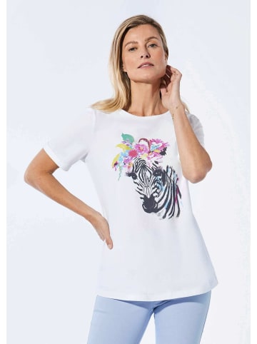 GOLDNER Kurzgröße:  Jerseyshirt mit Halbarm, Druck in weiß / animal / gemustert