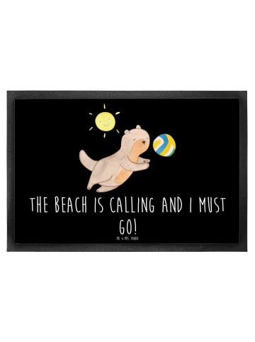 Mr. & Mrs. Panda Schmutzmatte Sommer Meer Strand mit Spruch in Schwarz