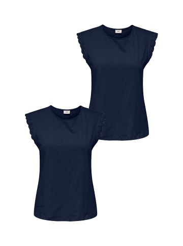 JACQUELINE de YONG T-Shirt  2-er Stück Set Kurzarm Spitzen Blusen Top JDYSALVA in Dunkelblau