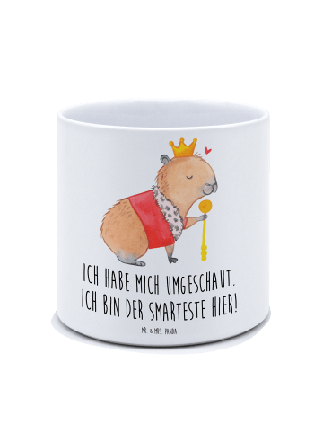 Mr. & Mrs. Panda XL Blumentopf Capybara König mit Spruch in Weiß