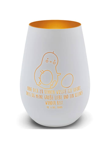 Mr. & Mrs. Panda Gold Windlicht Avocado Kern rollt mit Spruch in Weiß