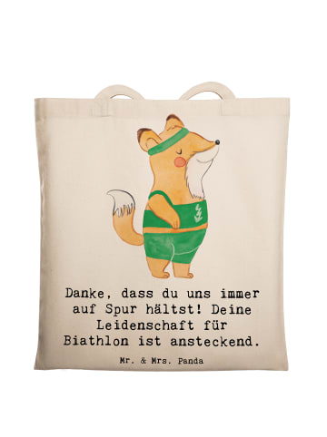 Mr. & Mrs. Panda Beutel Biathlon Trainerin mit Spruch in Creme