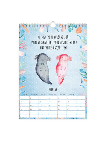 Mr. & Mrs. Panda A4 Wandkalender 2024 Axolotl Collection mit Spruch in Weiß