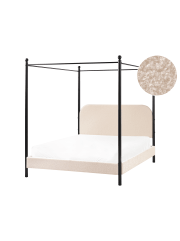 Beliani Himmelbett DANNEMOIS in Beige/Schwarz - (W) 150 x (H) 180 x (L) 211 cm
