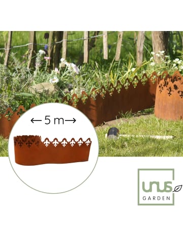 UNUS Rasenkante Rost Blumen 21x500 cm in Braun