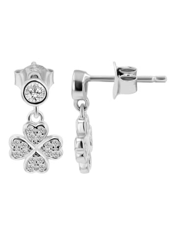 Adeliás Damen Ohrstecker Kleeblatt aus 925 Silber mit Zirkonia in silber