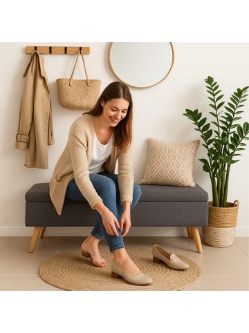 relaxdays Sitzbank in Grau  - (B)110 x (H)40 x (T)40 cm