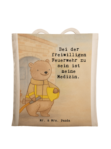 Mr. & Mrs. Panda Canvas Tasche Bär Freiwillige Feuerwehr Design ... in Weiß