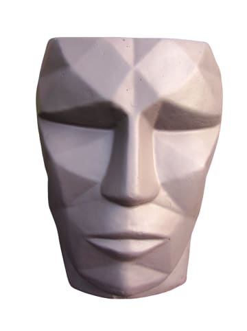 MeinVIPShop Übertopf Maoi Face hellgrau
