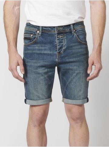 KOROSHI DENIM TAPERED FIT SHORTS in blau