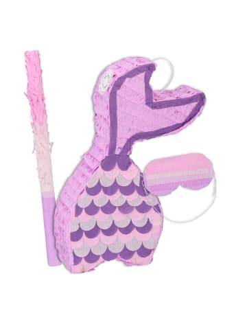 relaxdays 3-tlg. Pinata Set "Meerjungfrau" in Lila/ Rosa