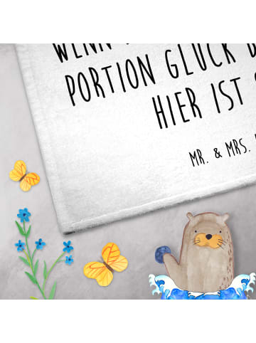 Mr. & Mrs. Panda Gästehandtuch Blume Kleeblatt mit Spruch in Weiß