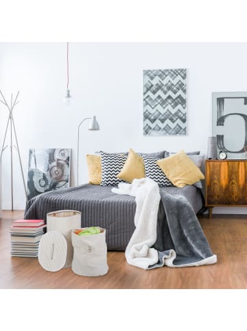 relaxdays 3 x Wäschekorb in Weiß - (B)42 x (H)55 x (T)32 cm