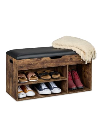 relaxdays Schuhbank in Braun/ Schwarz - (B)80 x (H)46 x (T)30 cm