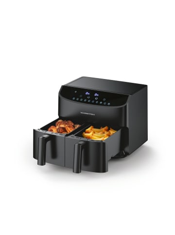 Gourmet Maxx Heißluft-Fritteuse Doppelkorb 2x 3,5l 2400W schwarz Schwarz