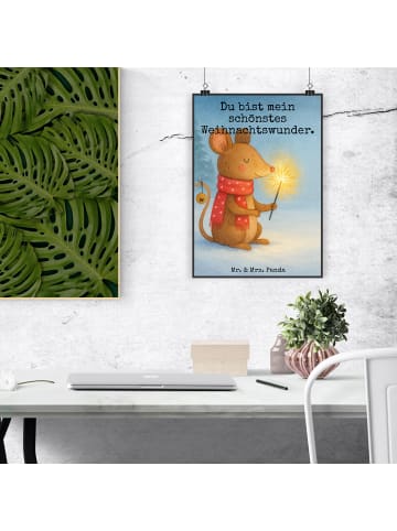 Mr. & Mrs. Panda Plakat Maus Weihnachten Design mit Spruch in Weiß