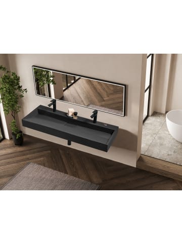 Beliani Waschbecken QUENKO in Schwarz - (W) 120 x (H) 12 x (L) 46 cm