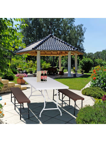 relaxdays 2 x Bierbank in Braun - (B)180 x (H)43 x (T)25 cm