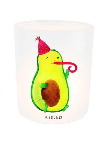 Mr. & Mrs. Panda Windlicht Glas Avocado Feier ohne Spruch in Transparent