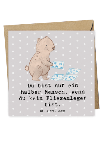 Mr. & Mrs. Panda Deluxe Karte Fliesenleger Herz mit Spruch in Grau Pastell