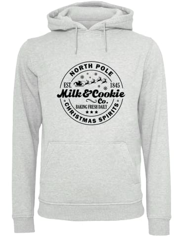 F4NT4STIC Hoodie Milk and Cookie Bakery Retro Christmas Sign in grau meliert