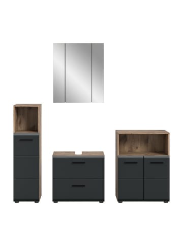 ebuy24 Badmöbelset Ice Schwarz 180 x 30 cm