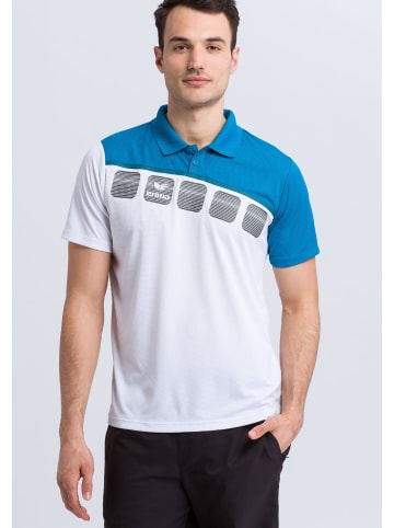 erima 5-C Poloshirt in weiss/oriental blue/colonial blue