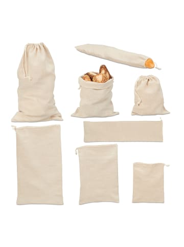 relaxdays 8tlg. Brotbeutel-Set in Beige