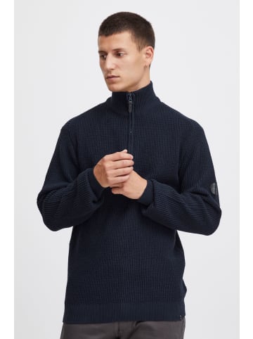 INDICODE Troyer 35751MM Nachhaltiger Strickpullover mit Troyerkragen in dunkelblau