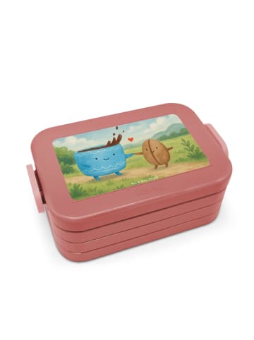 Mr. & Mrs. Panda Bento Box Kaffee Bohne Design ohne Spruch in Rot Pastell
