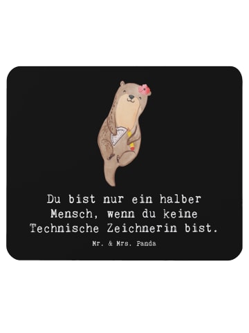 Mr. & Mrs. Panda Mauspad Technische Zeichnerin Herz mit Spruch in Schwarz