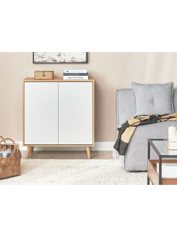 Beliani Sideboard BRISTOW in Weiß/Braun - (W) 76 x (H) 84 x (L) 40 cm